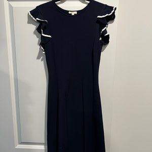 Navy swing dress with ruffle sleeve M